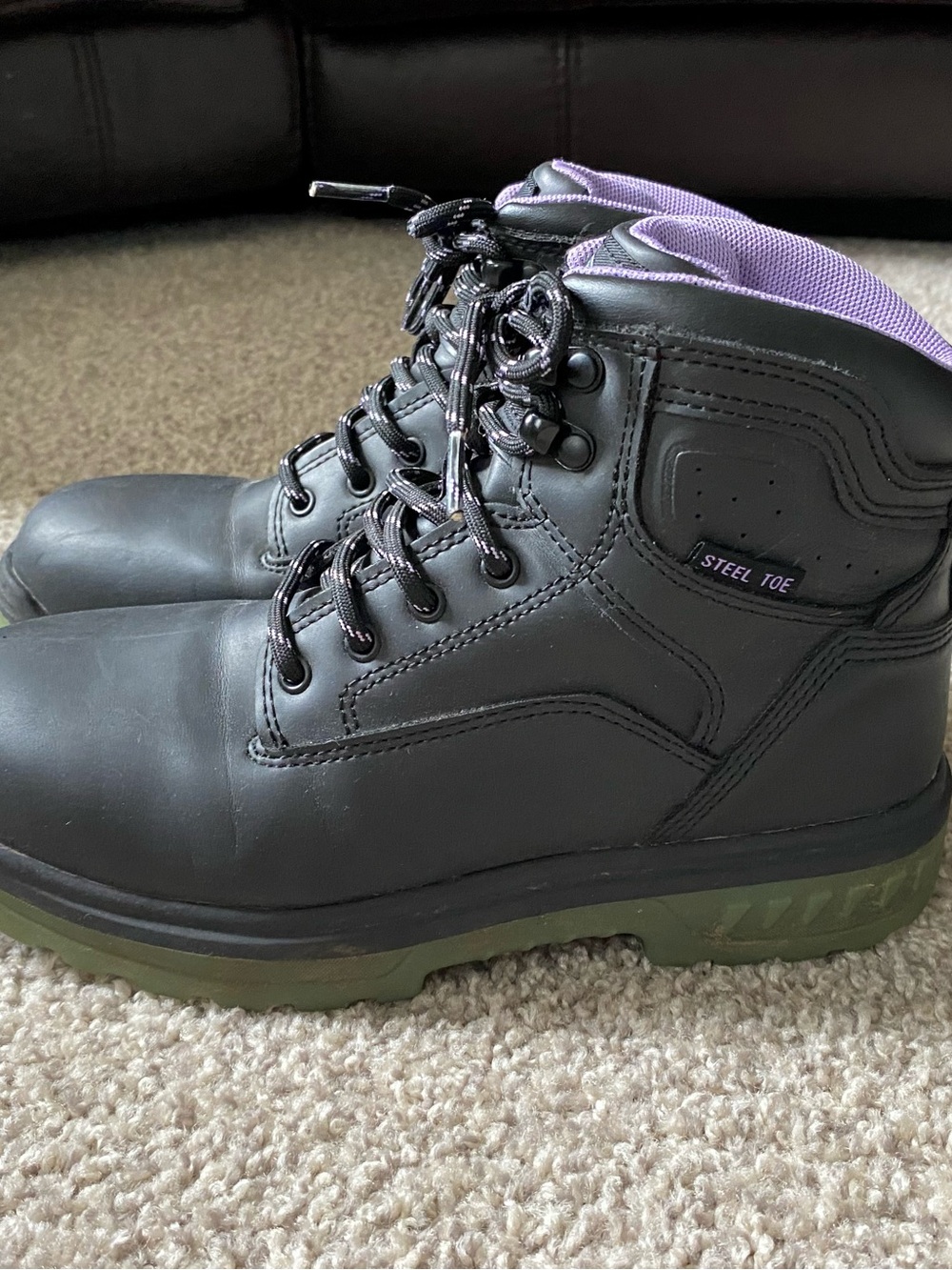 Brahma Women's Sz 7 Combustion 6" Steel Toe Work Boots Purple & Black Lace Up